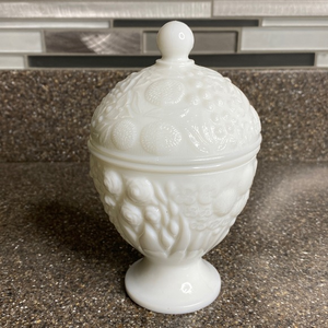 Milk Glass‎ Candy Dish with Lid